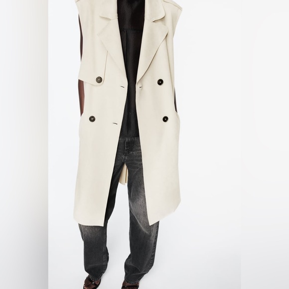 ZARA ~ LONG FAUX SUEDE WAISTCOAT - Picture 5 of 11